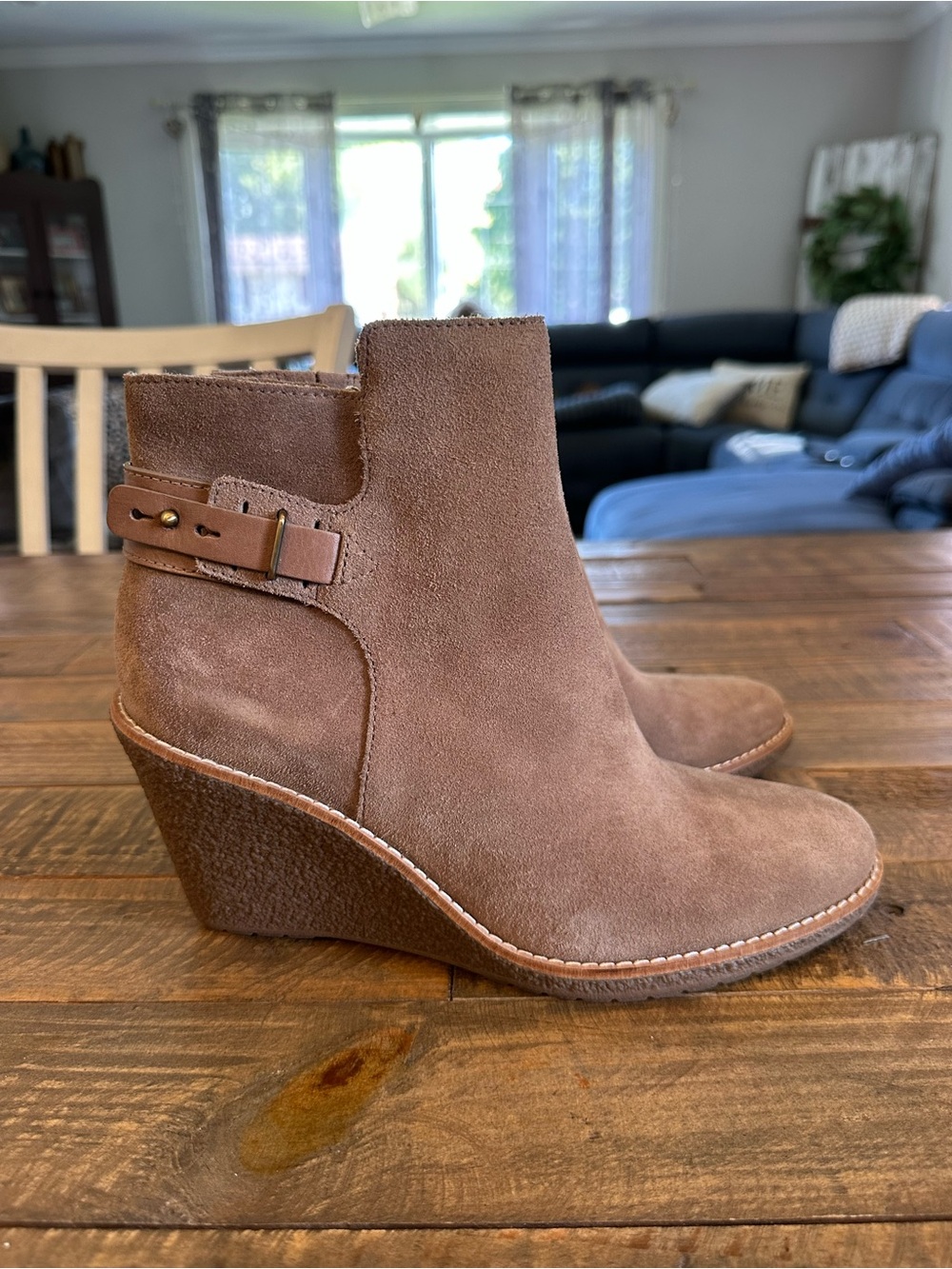 Cole Haan Waterproof Suede Wedge Ankle Boots Size 8